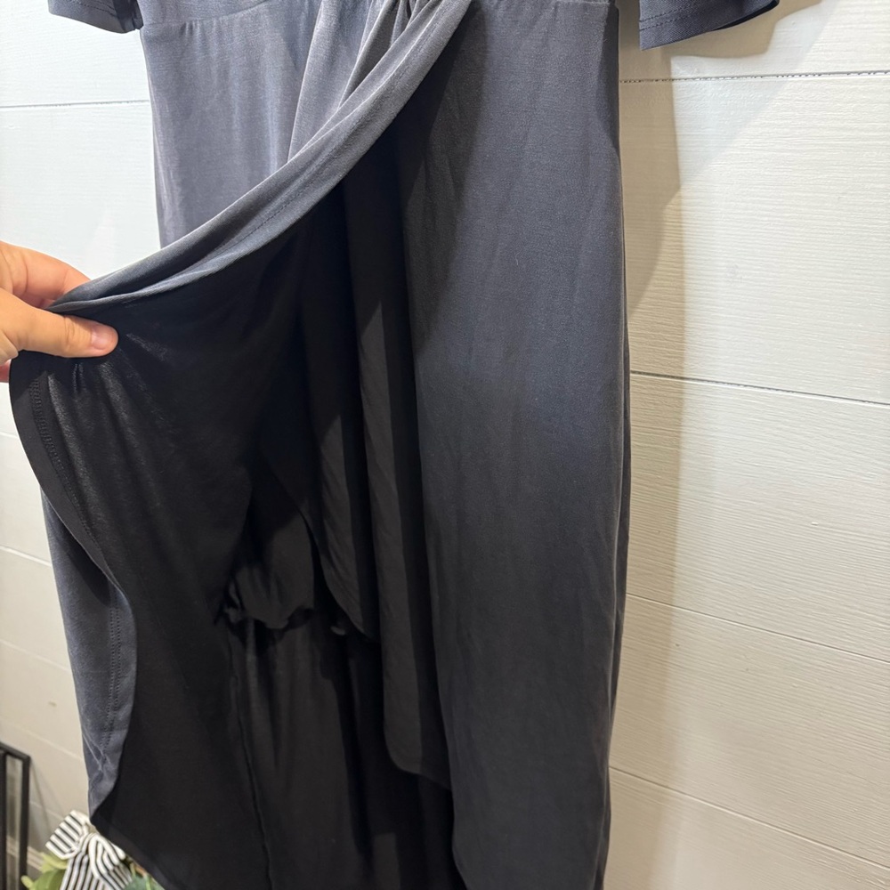 Lulu's Dulcet Washed Black Surplice Midi Dress Medium - Picture 11 of 12